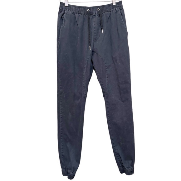 Zanerobe Men’s Size 32 Navy Blue Cotton Twill Drawstring Drop Crotch Joggers - Picture 1 of 7